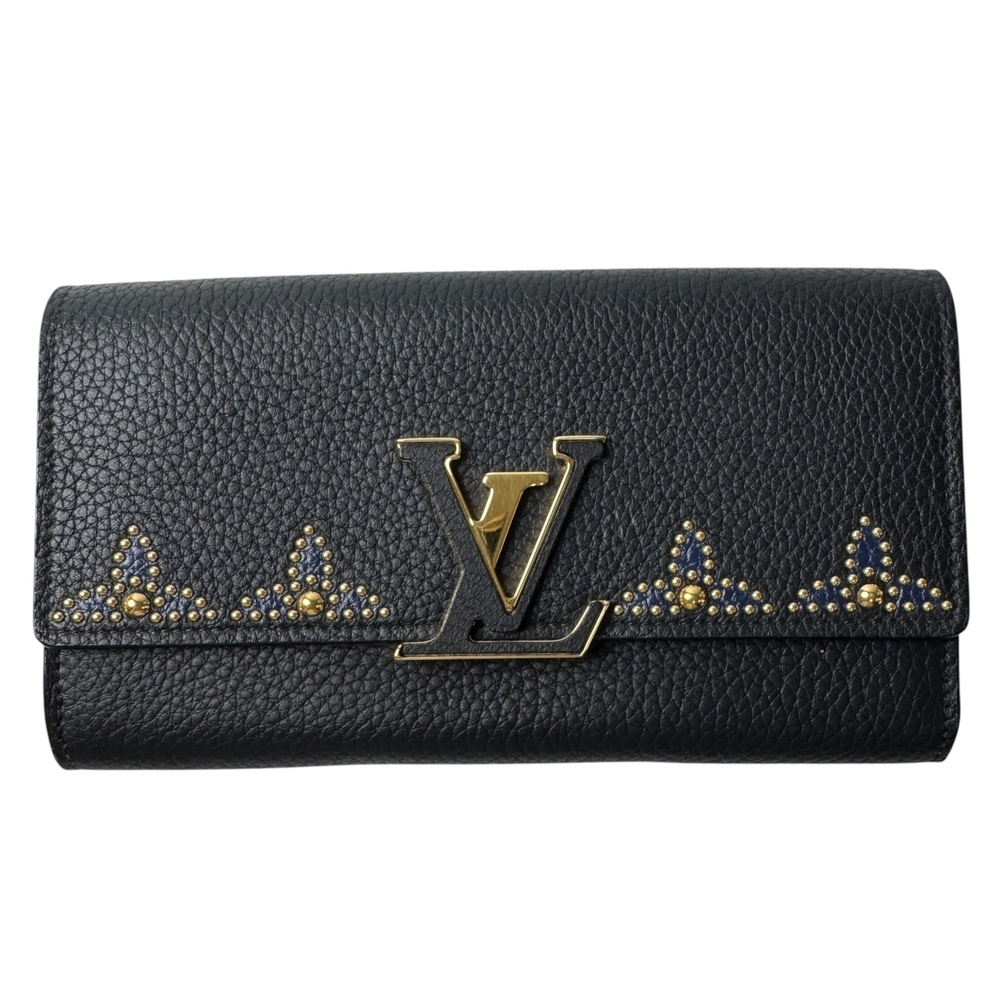 Louis Vuitton Portefeuille Capucines Studded Long Wallet M63211 NZ4128 Women's